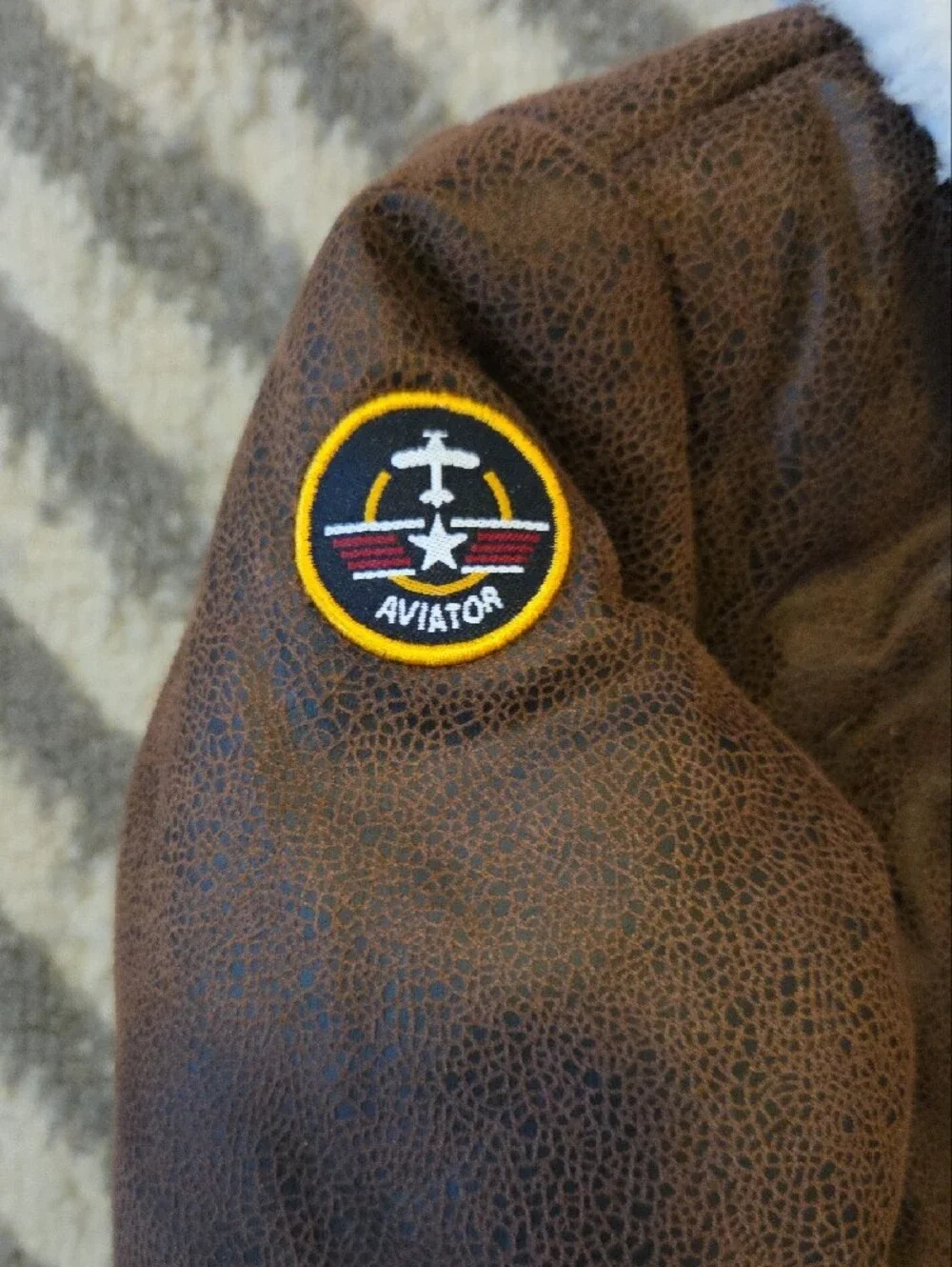 Little Me Brown Aviator Jacket with Sherpa Collar Size 12M